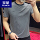 ROMON 2025 summer new product round neck striped short-sleeved men's T-shirt casual half-sleeved slim bottoming shirt sports t-shirt trend 9901 black M recommended 90-115Jin Jin equals 0.5 kg