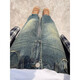 Digada retro jeans men's spring and summer American straight scimitar slightly bulging handsome trendy and versatile casual long trousers DDD-686 retro blue XL