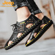Jeep (Jeep) Sandalen Herren Sommer 2025 Neue echte Leder-Männer Vietnamesische Baotou-Pantoffeln Sommer Fahren weiche Ledersandalen 12033 Black Hongyun 39