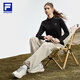 FILA official women's knitted long-sleeved top 2025 autumn fitness sports half-zip simple long T