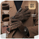 JIUMU warm leather gloves men's autumn and winter windproof and coldproof plus velvet riding and driving electric motorcycle and bicycle touch screen gloves