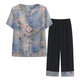 Traje de abuela Tangbaoyun Traje de manga corta de verano Media y ancianos Camisa de dos piezas Set de dos piezas Pantalones de ropa para mujeres de verano ancianos 6626 Set XL de dos piezas Verdes sugiere 85-100Jin [Jin equivale a 0.5 kg]