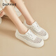 Daphne zapatos de tablero transpirable para mujeres, suela, hueca, huecos, zapatos blancos tejidos bajos en el cordón bajo cómodos zapatos casuales de deportes 37 37