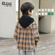 Little Elephant Ham Children's Clothing Boys' Shirt Long Sleeve Children's Plaid Shirt Hooded Detachable Spring Clothes Fashionable Garage 160 cm