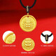 Fat Donglai's same style gold pendant 18k yellow God of Wealth women's round brand braided rope necklace men's holiday birthday gift Huang God of Wealth Necklace Black Rope 1g