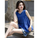 
Demana [Klein Blue] Summer Gentle Cotton Shirt Sleeveless Spliced ​​Loose Small Shirt Women's Top