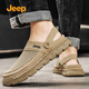 Summer sandals men's new style breathable mesh anti-odorant hole shoes two-wear non-slip casual sports beach shoes sand color YT-P750M14697 [Wide feet, fat feet, one size larger] 3 42