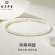 Beijing Gold Trading Center Co., Ltd. classic pearl necklace white millet beads imitation pearls and oyster beads silver chain as a birthday gift for mom, about 6-6.5mm