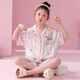 Shiru Meng Spring and Summer Abel Girls Summer Suite à la maison Ice and Snow Silk Cartoon Cardigan Pyjamas Children's Short Sleeve 6629 # (Rainbow Pony) 135 Enfants 14 125-135cm 50-60Jin [Jin est égal à 0,5 kg]