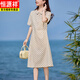 恒源祥棉麻连衣裙女2025新款夏季休闲气质减龄洋气妈M妈波点高端亚麻裙 卡其色 L 建议115-130斤
