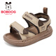 Babudou children's shoes boys summer new soft-soled beach shoes 2025 open-toed children's sandals casual versatile shoes khaki/ancient tree brown 31 suitable for feet 18.7cm long