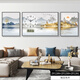 Zeichnen der Stadt moderne einfache Wohnzimmerdekoration mit Uhr Atmosphärische Fulu Landschaft Sofa Hintergrund Wandtriptychon Wanduhr ZP1283 + ZP1284 + ZP1285 MIDER 70*50 cm + links und rechts