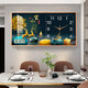 Perpetual Calendar 2025 new style restaurant decoration painting electronic clock wall clock without punching living room home clock painting smooth sailing B3271 horizontal length 60cm * vertical height 30cm PVC rounded corner gold frame +