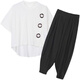 
Vienosqin Shopping Mall same large size women's fat mm harem pants suit 2025 spring and summer new style fashionable slimming and sporty rest Black 9928> M Recommended 80-100>