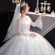 Main wedding dress for women 2025 new bridal lace super fairy dream wedding dress French fat spring and summer wedding dress center shaft V-neck white XS