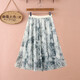 Einfache Richtung 2025 Sommer neuer chinesischer Chinese-Style-Tinten-Chiffon-Rock für das Retro Mesh A-Line Mid Rock 9906-5# Chiffon-Garn für Frauen, eine Rocklänge von Einzelgrößen 68 cm)