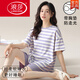 Langsha (Langsha) Integrierter Pyjamas mit Brust-Paddy für Frauen im Sommermodal-Streifen Kurzarm-Shorts Set Summer Girls Door Haushaltskleidung Modal Set [mit Brustpads] W12611 M Frauen empfohlen 80-100jin [Jin gleich 0,5 kg]
