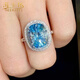 HEEKAIYI Aquamarine Ring for Women Super Santa Maria 18K Gold Diamond 520 Valentine's Day Birthday Gift for Wife and Girlfriend Missing 4.8 Carat Santa Maria Aquamarine Ring