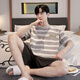 Muji Com Muj même coton pur coton à manches courtes pour adolescents à rayures Les vêtements à domicile peuvent être usés pour le costume extérieur yzt679 hommes l [recommandé 110-135 Jin [Jin est égal à 0,5 kg] usure]