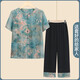Traje de abuela Tangbaoyun Traje de manga corta de verano Media y ancianos Camisa de dos piezas Set de dos piezas Pantalones de ropa para mujeres de verano ancianos 6626 Set XL de dos piezas Verdes sugiere 85-100Jin [Jin equivale a 0.5 kg]