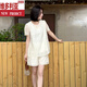 Victoria's style 2025 summer new fashionable and fashionable versatile short-sleeved hollow casual top wide-leg slimming shorts suit for women, off-white two-piece set S recommended 80-100Jin [Jin equals 0.5 kg]