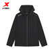XTEP double-layer soft shell windbreaker men's autumn new sports thin coat jacket top outdoor cycling suit black XL