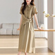 
XAE luxury high-end brand short-sleeved dress for women 2025 summer new POLO collar fashionable casual shirt suit skirt apricot color L [Suggested 115-125Jin [Jin equals 0.5 kg]]