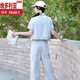 Victoria's style 2025 summer new fashion short-sleeved jacket + suspender vest + casual pants three-piece set small fragrance style suit for women light blue M