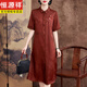 Hengyuanxiang Высококачественное ароматное облако Sha Mulberry Silk 100% платье летнее новое стиль среднего и пожилых матерей носят свадебное платье Cheongsam Red LJ6627 шелковица шелковые красные слинг-ароматы Sha xl.