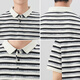 Polo de polo a rayas en blanco y negro de la marca japonesa debajo de Jiujiuwang Jiumuwang, camiseta de solapa de seda suelta de hielo de manga corta masculina.