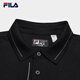 FILA Official Men's Knitted Long-Sleeved POLO Shirt 2025 Autumn New Fashion Casual Basic Top True Black-BK M 170/92A/M
