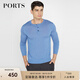 PORTS宝姿男装毛衣丝绒混纺半开襟钮扣套头毛衣男上衣MV9K041DKI001 BLUE M M