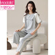 
Modal short-sleeved cotton pajamas women's suit summer trousers home clothes Korean style thin style can be worn on the outside of summer cartoon pajamas Y9719 L (recommended 95-115Jin [Jin equals 0.5 kg])
