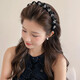 Princess of Paris headband for women 2025 new high-end rhinestone light luxury fashion fluffy high skull hairpin face wash headband black pleated rhinestone headband