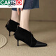 
CARTELO small ankle boots high heels niche short boots women 2025V matte pointed toe slim heels nude boots high heels black single 37