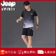 JEEP SPIRIT吉普JEEP运动冰丝T恤男速干衣短袖跑步套装夏季球衣篮球羽毛球服 jp-9901黑灰套装 M