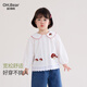 Om Bear Girls Spring and Autumn Shirt 2025 New Little Girl Baby Autumn Long Sleeve Top Children's Autumn Clothing Children's Shirt Beige 90