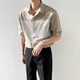 Scarecrow (MEXICAN) summer ice silk cool cotton and linen light luxury style Henry collar short shirt trendy men's stripes white L (110-130Jin Jin equals 0.5 kg)