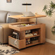 
Bailuyuan retro solid wood new style lifting and wheeled coffee table living room balcony light luxury cart sofa side cabinet SN3271 original wood color lifting [no induction light single side rattan]-