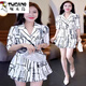 Woodpecker Fashion Suit Set for Women 2025 Summer New Small and Fashionable Age Reducing Dress Short Sleeve Shorts Two-piece Set White Flower M [Suggested 100 Jin [Jin equals 0.5 kg]]