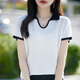 Li Yinu Sang Silk Selk T-shirt Cardigan à manches courtes pour femmes 2025 Fashion Summer Skin Friendly Wool V-col