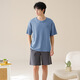 
SEPTWOLVES Spring and Summer New Men's Home Clothing Set Pure Cotton Summer Short Sleeve Shorts Can Be Used Outside Multi-Color Optional 02J13603 Men XL