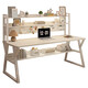 Desktop hole board computer table home desk bookshelf integrated table office desk study table bedroom e-sports table and chair 140CM milk white