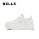百丽（Belle）简约百搭小白鞋女2025秋新商场同款厚底增高休闲板鞋E7J1DCM5 米白色 37
