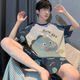 ZIPJBX短袖短裤男士睡衣夏季薄款宽松加大码休闲时尚学生家居服套装夏天 6630蜡笔小新 M 【建议90-100斤】
