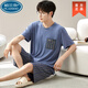 
Palando Modal men's pajamas summer short-sleeved shorts plus a large size loose thin summer home clothing set 6624 3XL 160-180Jin [Jin equals 0.5 kg]