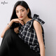 
Eifli (eifini) Eifli sleeveless checked right shoulder strap waist pleated slim shirt small top for women 2025 summer new style Navy M