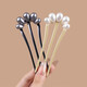 Two Worlds Happy New Chinese Style National Style Cheongsam Updo Three Teeth Imitation Pearl Hairpin Headdress 2025 New Ball Head Hairpin Hairpin for Women Gray Bead Style