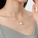 Queen of Pearls 18K gold round bright pearl pendant 11-12mm white freshwater pearl necklace birthday gift for women