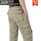 Jeep (Jeep) High-End-Hosen für die Frühlings- und Sommer-Dünnen-Multi-Tasten-Hose von Männern für Männer lange Hose für Männer Lose großer Größe reines Baumwoll-Arbeitskleidung 9922 Grau-dünn 29 Taillenumfang zwei Fuß eins eins